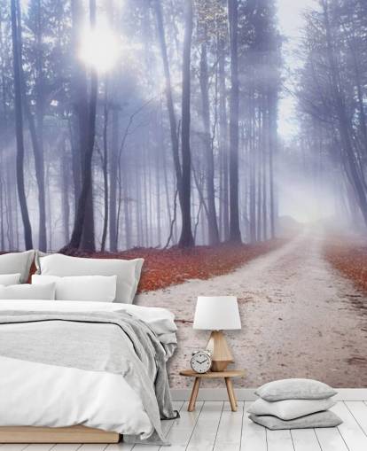 Autumnal Misty Forest Wallpaper