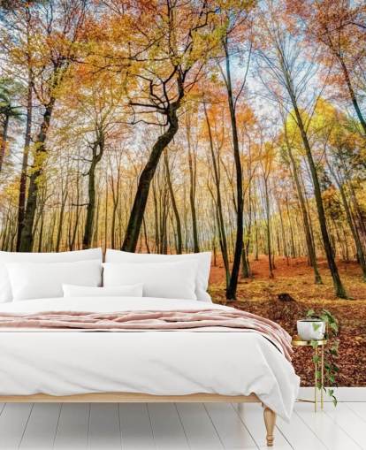 Röda höstlöv skogstapet