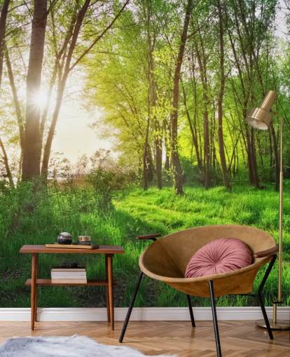 Green Sunny Forest Wallpaper