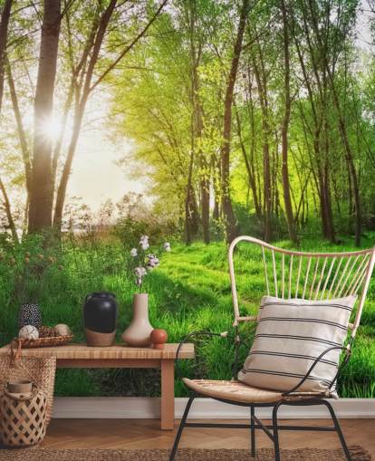 Green Sunny Forest Wallpaper