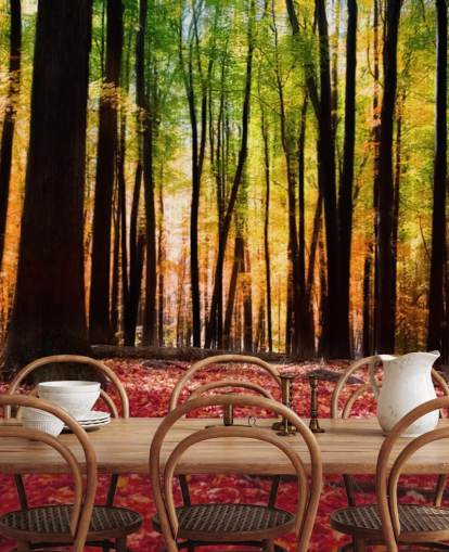 papier peint mural de forêt rouge appelé Colourful Autumn Forest pour les maisons de retraite papier peint mural de forêt rouge appelé Colourful Autumn Forest pour les maisons de retraite