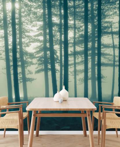 dark forest wallpaper mural called Foggy Forest for bedrooms, offices and more