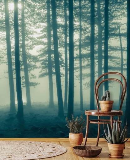 dunkles Wald-Wandbild namens Foggy Forest für Schlafzimmer, Büros und mehr