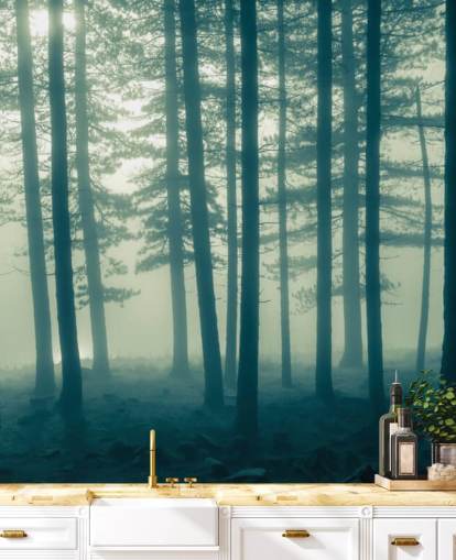 dark forest wallpaper mural called Foggy Forest for bedrooms, offices and more dark forest wallpaper mural called Foggy Forest for bedrooms, offices and more