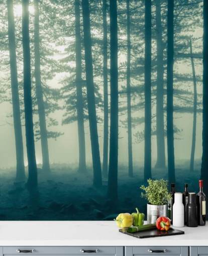 dunkles Wald-Wandbild namens Foggy Forest für Schlafzimmer, Büros und mehr