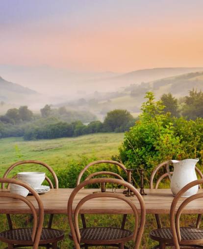 Neblige Landschaft Hills Tapete