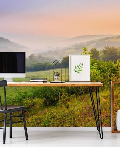 Misty Countryside Hills Wallpaper