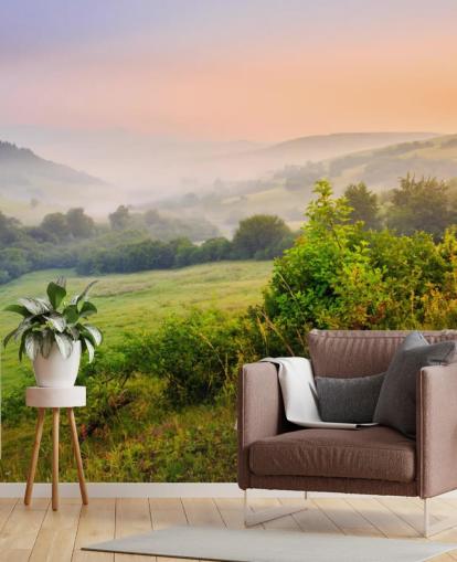 Misty Countryside Hills Wallpaper
