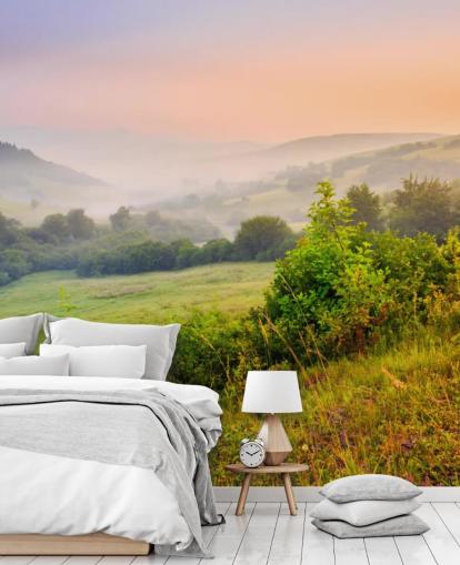 Misty Countryside Hills Wallpaper
