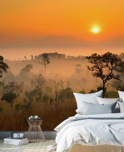 Fondo de pantalla de bosque brumoso africano