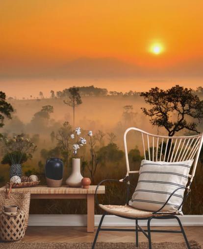 Fondo de pantalla de bosque brumoso africano