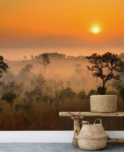 Fondo de pantalla de bosque brumoso africano