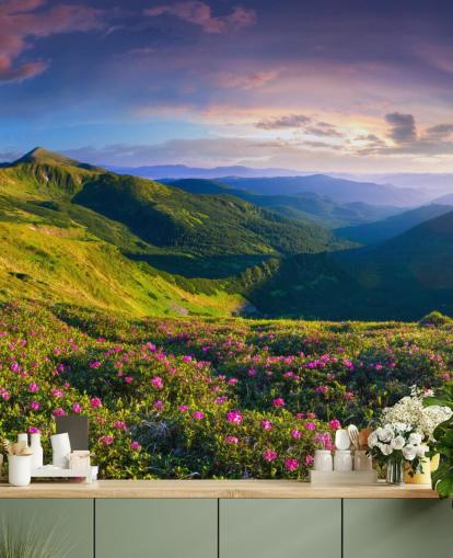 papier peint mural de montagnes vertes et violettes appelé Lush Green Mountains pour les chambres, les salons et les bureaux à domicile papier peint mural de montagnes vertes et violettes appelé Lush Green Mountains pour les chambres, les salons et les bureaux à domicile