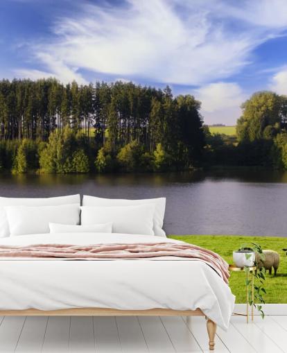 Sheep by a River Wallpaper Sheep by a River Wallpaper