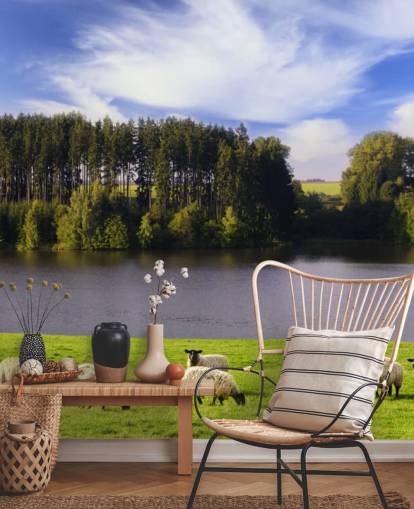 Papel de Parede Sheep by a River