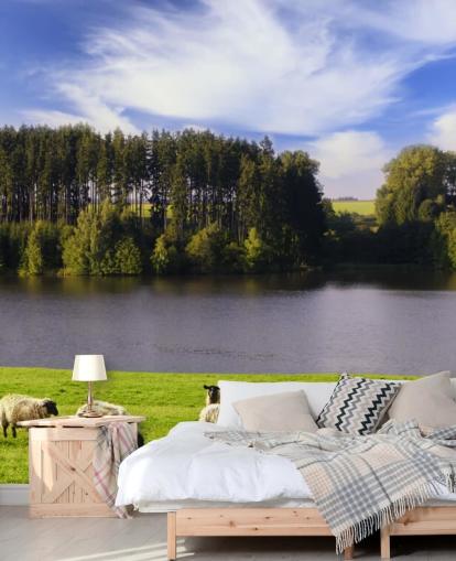 Papel de Parede Sheep by a River