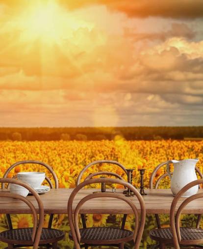Sunflowers in a Field at Sunrise Mural