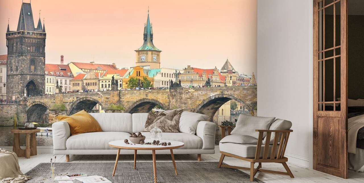 Prague at Dusk Wallpaper Mural Wallsauce UK