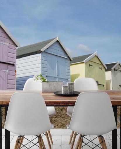 Papel de parede de cabanas de praia coloridas