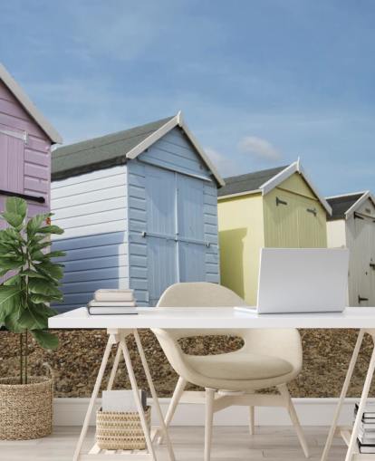Papel pintado Casetas de playa color pastel