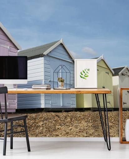 Papel de parede de cabanas de praia coloridas