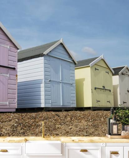 Papel pintado Casetas de playa color pastel