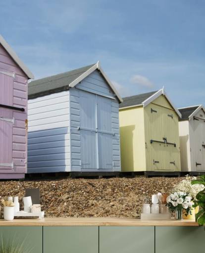 Pastel Farvede Beach Huts Baggrund Pastel Farvede Beach Huts Baggrund