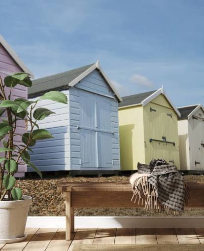 Pastelkleurige strandhutten behang Pastelkleurige strandhutten behang