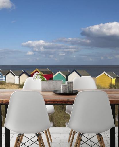 Papel de parede colorido Beach Huts