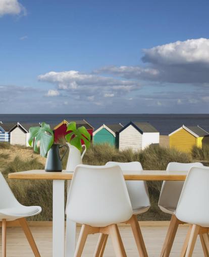 Bunte Strandhütten Tapete