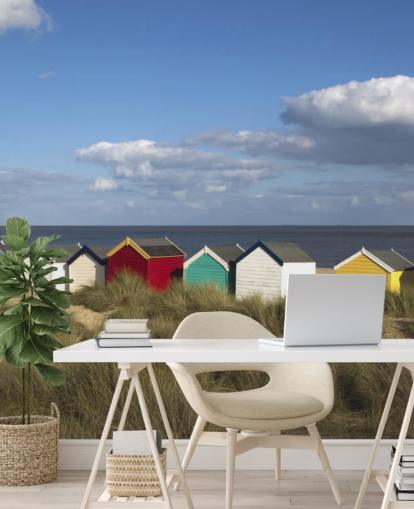 Bunte Strandhütten Tapete