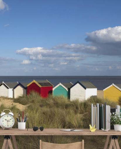 Bunte Strandhütten Tapete Bunte Strandhütten Tapete