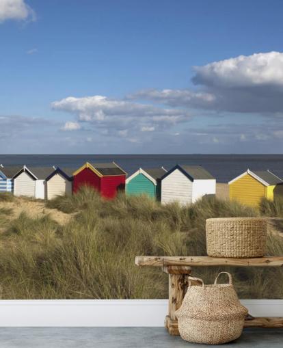 Bunte Strandhütten Tapete