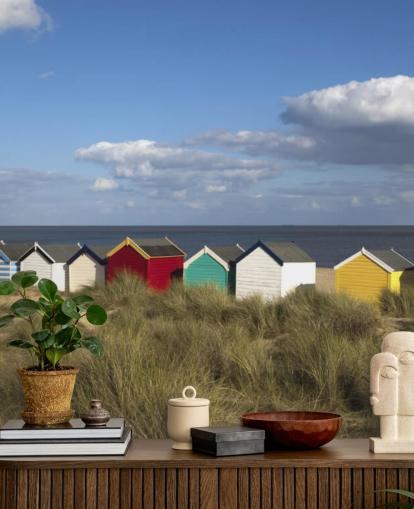 Fargerike Beach Huts Bakgrunn