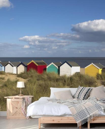 Bunte Strandhütten Tapete