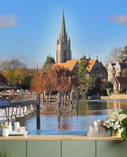 Elv av Sjarmerende Village Wall Mural