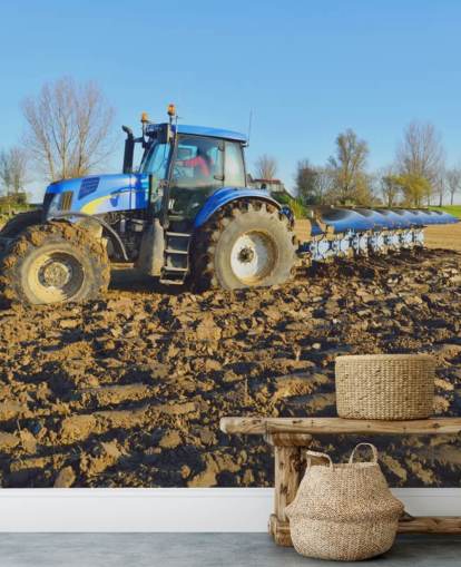 Papier Peint Fresque Labour Tracteur Bleu