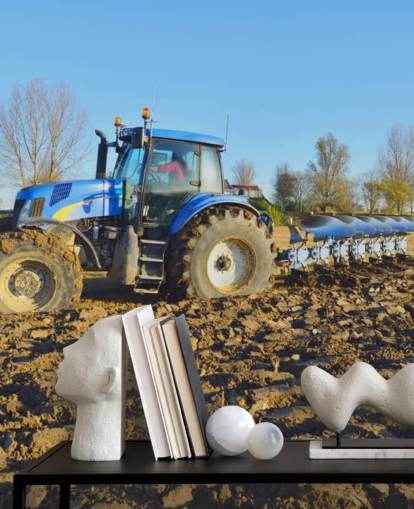 Blue Tractor Plowing Wall Mural Blue Tractor Plowing Wall Mural