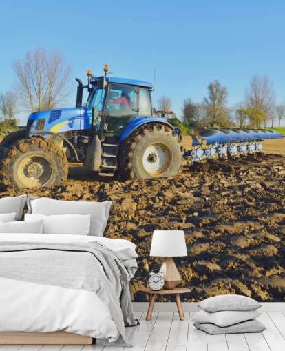 Papier Peint Fresque Labour Tracteur Bleu