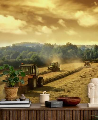 Papier peint tracteurs Dropping Hay