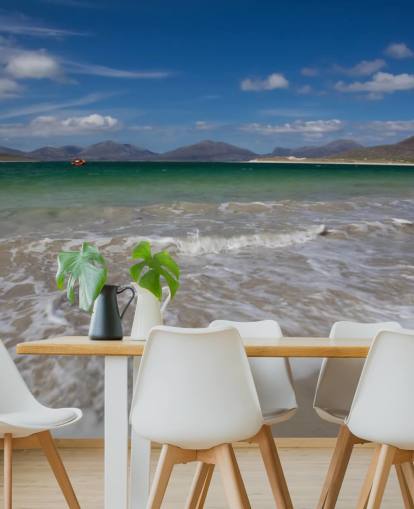 Strand med grönt vatten Bakgrund