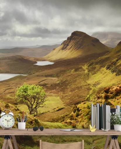 Stormy Clouds and Green Mountains Wall Mural