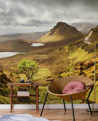 Stormy Clouds and Green Mountains Wall Mural