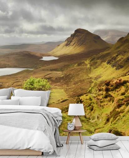Stormy Clouds and Green Mountains Wall Mural