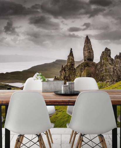 Spetsiga bergbildning Skottland väggmålning