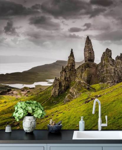 Terävä kallion muodostuminen Skotlannin seinämaalaus
