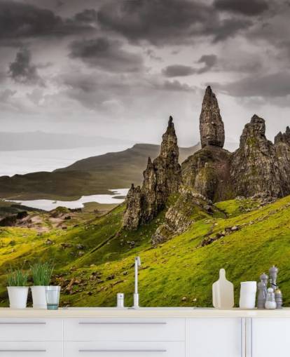 Spitz zulaufende Felsformation Schottland Fototapete