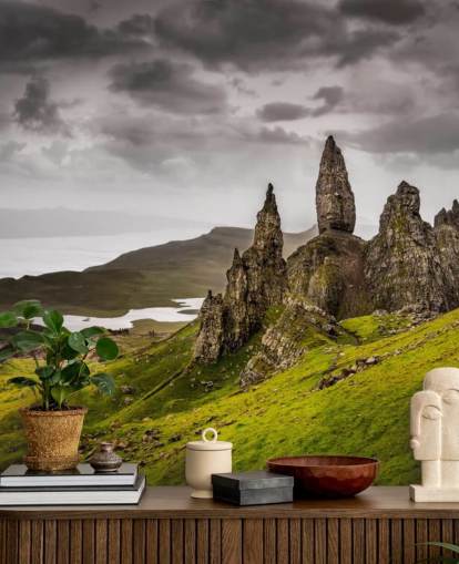 Spitz zulaufende Felsformation Schottland Fototapete