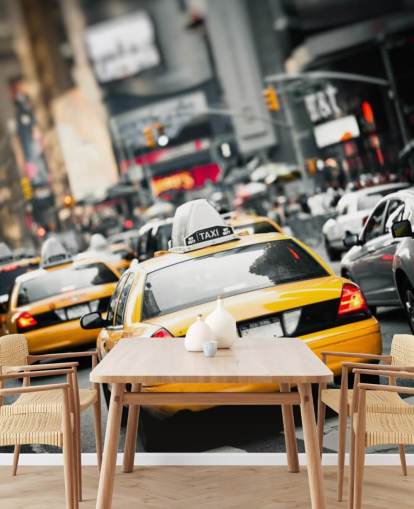 New Yorkin keltaiset taksit katukuvassa New Yorkin keltaiset taksit katukuvassa