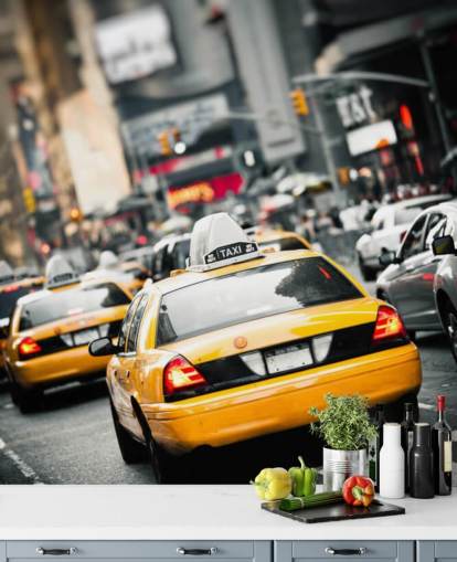 Táxis amarelos de Nova York na rua Wallpaper
